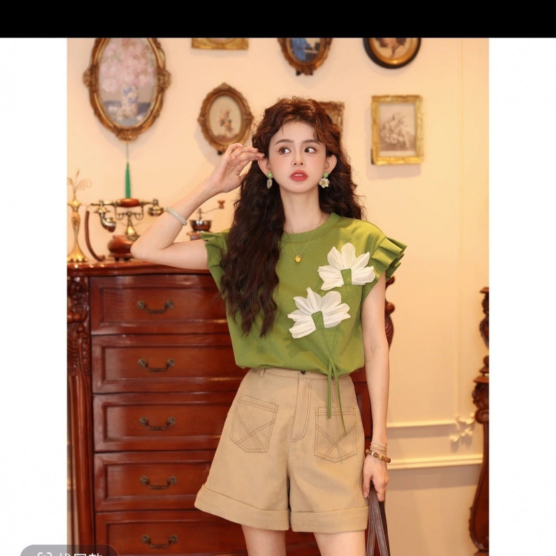 2025 Summer New French-Style Short-Sleeve T-Shirt For Women