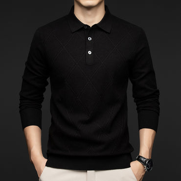 Lapel New Middle-aged People's Long Sleeve Business Casual Dad Wear Bottoming Sweater Men