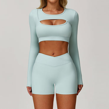 Color-blocked Yoga Set With A Beautiful Back, Sports Shockproof Fitness Clothing For Women