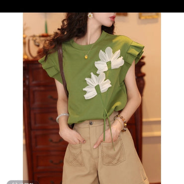 2025 Summer New French-Style Short-Sleeve T-Shirt For Women