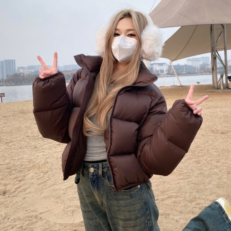 Womens Short Loose-fitting Winter Cotton-padded Coat For Petite Women