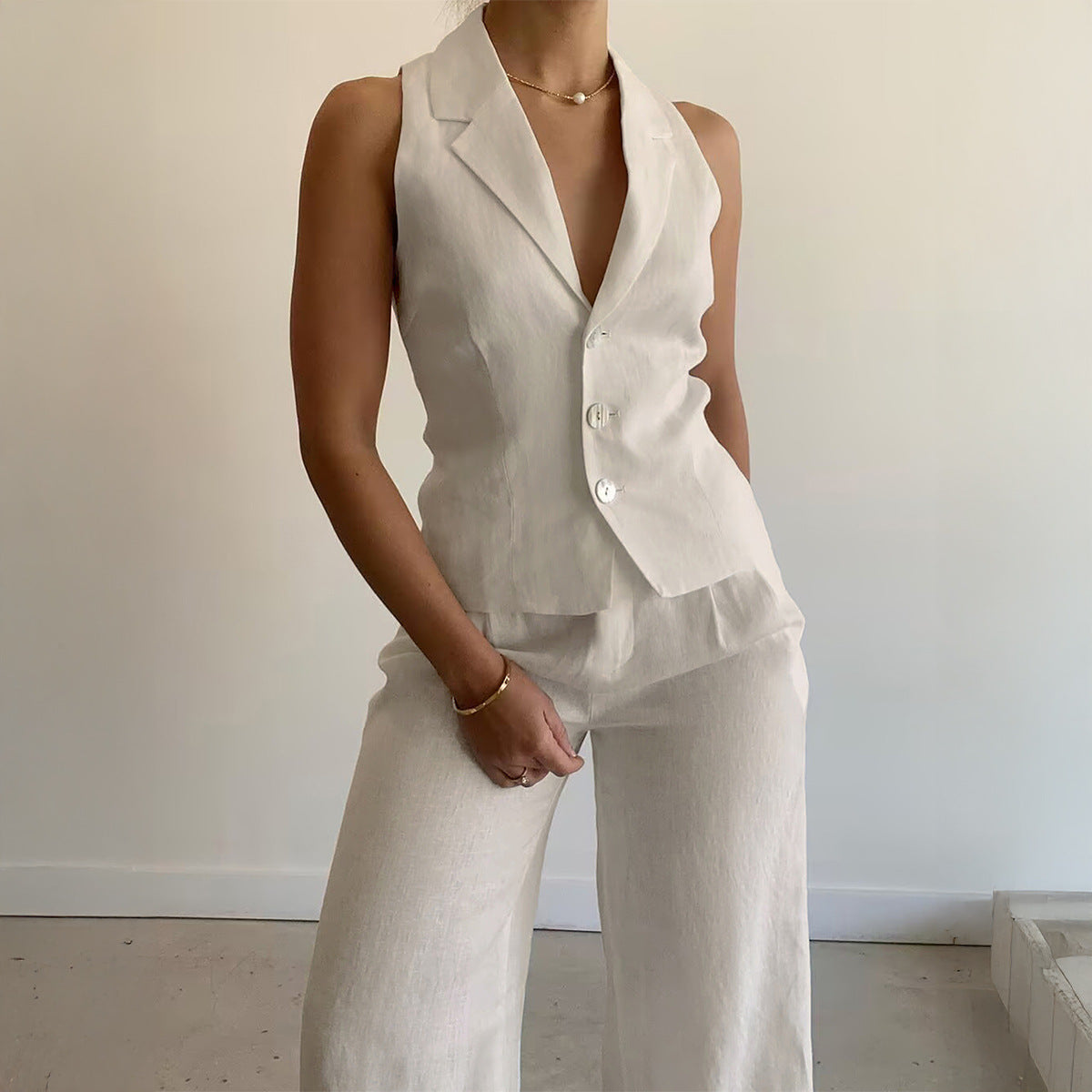 Casual Vacation Style Solid Color Two-piece Suit Women's Clothing