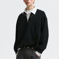 Fake Two-piece Polo Collar Sweatshirt Men Autumn College Style