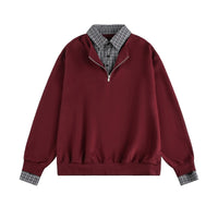 Fake Two-piece Polo Collar Sweatshirt Men Autumn College Style