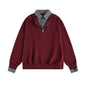 Fake Two-piece Polo Collar Sweatshirt Men Autumn College Style