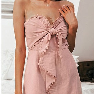 Vacation dress, wrapped breast skirt, female