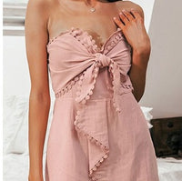 Vacation dress, wrapped breast skirt, female