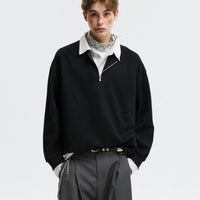 Fake Two-piece Polo Collar Sweatshirt Men Autumn College Style