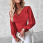 Women's Elegant Cowl Neck T-Shirt With Star Sequin & Ruffle Detail, Long Sleeve Fitted Top For Daily Wear & Party