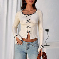 Fashion Striped Temperament Knit Long Sleeve Women