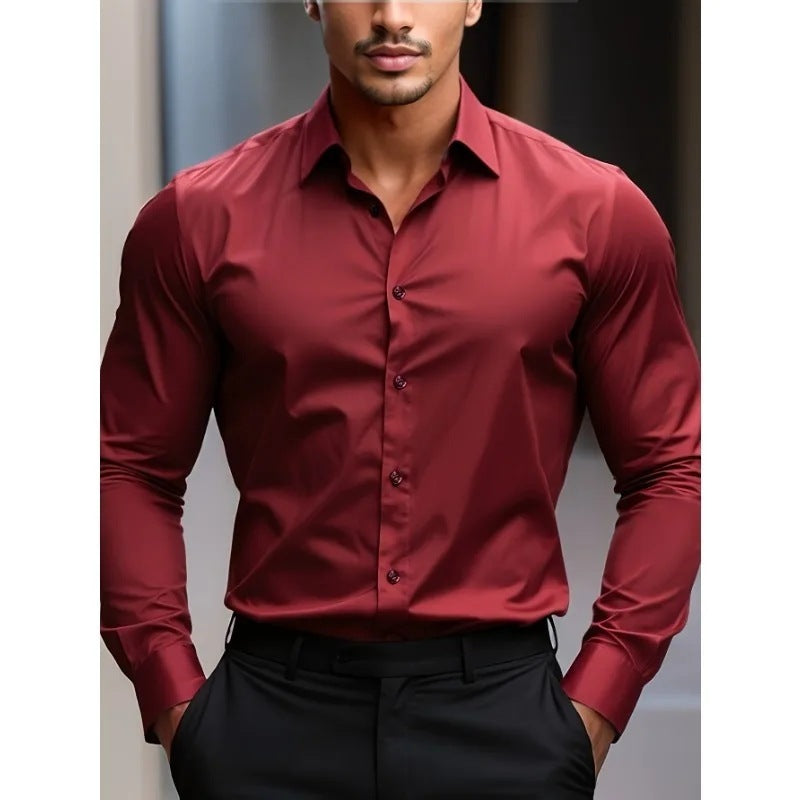 Bolubao Men Smart Casual Shirt Brand Fashion Solid Color
