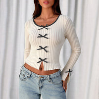 Fashion Striped Temperament Knit Long Sleeve Women