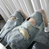 Summer Thin Ripped Denim Shorts For Men