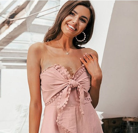 Vacation dress, wrapped breast skirt, female