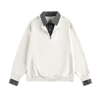 Fake Two-piece Polo Collar Sweatshirt Men Autumn College Style