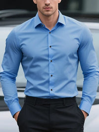 Bolubao Men Smart Casual Shirt Brand Fashion Solid Color