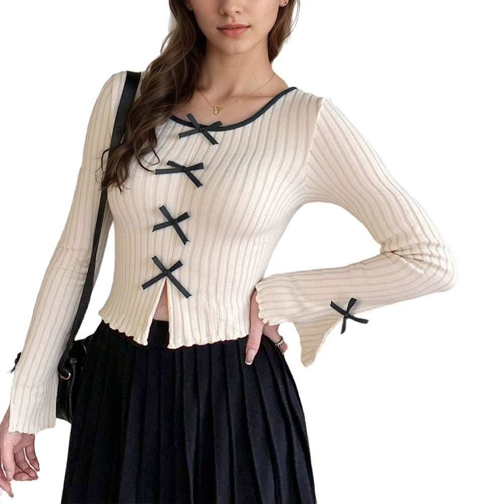 Fashion Striped Temperament Knit Long Sleeve Women
