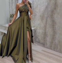 Sleeveless Solid Color Irregular Long Dress  Formal For Women