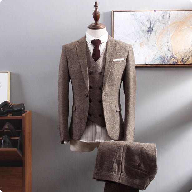 Britishstyle Wool Herringbone Blazer Men's Plussize Formal Wear Business And Fashion Suit