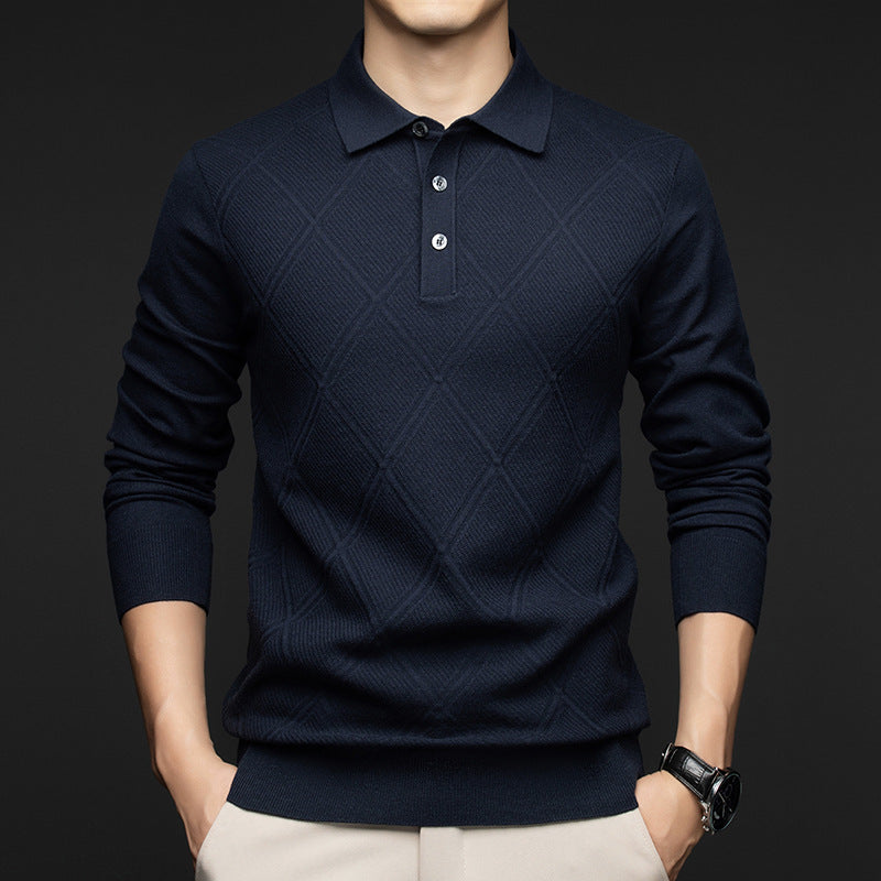 Lapel New Middle-aged People's Long Sleeve Business Casual Dad Wear Bottoming Sweater Men