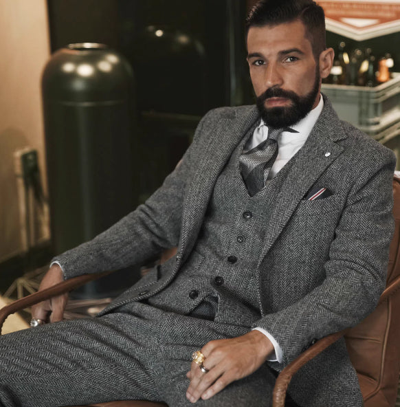 Britishstyle Wool Herringbone Blazer Men's Plussize Formal Wear Business And Fashion Suit