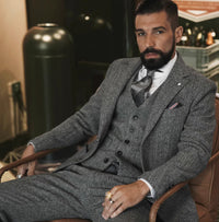 Britishstyle Wool Herringbone Blazer Men's Plussize Formal Wear Business And Fashion Suit