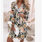 V-neck Printed Lace Stitching Casual Vacation Style Dress