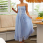 Casual Vacation Style Pleated Ruffled High Waist Sling Dress Women