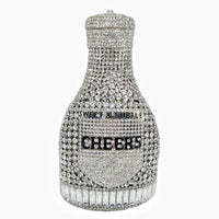Champagne Bottle Rhinestone Evening Clutch Women's Bag