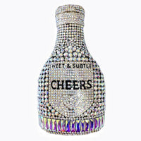 Champagne Bottle Rhinestone Evening Clutch Women's Bag