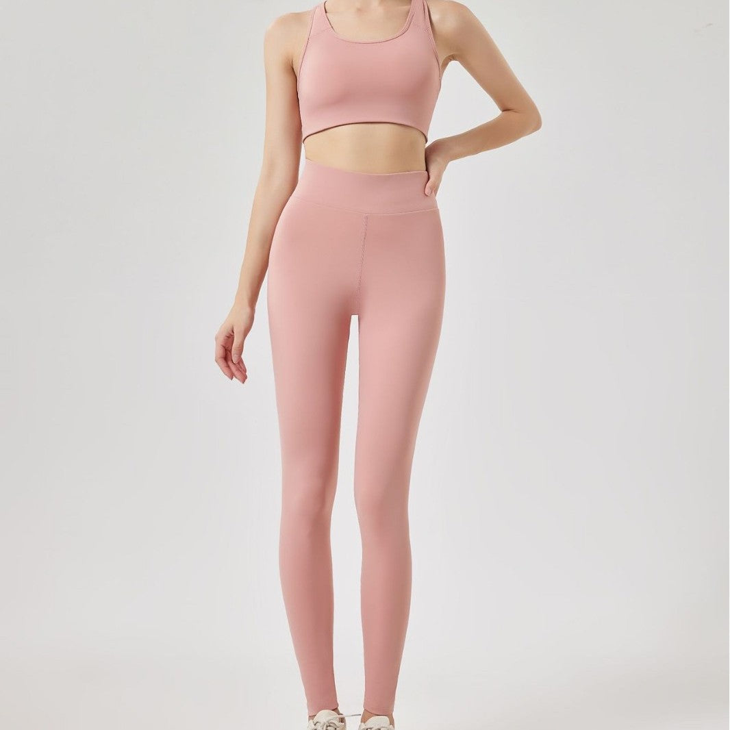 Stretchy Tight Yoga Pants And Yoga Tank Top SetNo Bulging Lines