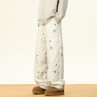 Men Winter Fleece-lined And Thickened Wide-leg Pants