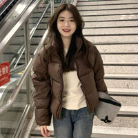 Womens Short Loose-fitting Winter Cotton-padded Coat For Petite Women