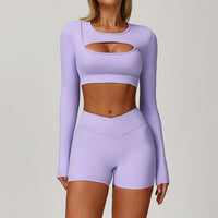 Color-blocked Yoga Set With A Beautiful Back, Sports Shockproof Fitness Clothing For Women