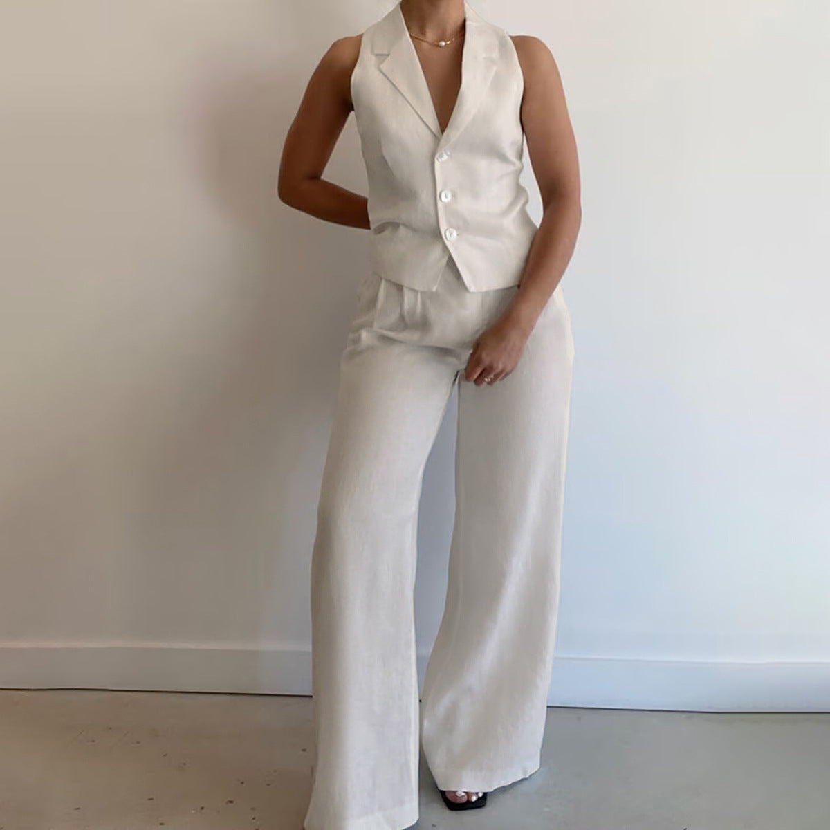 Casual Vacation Style Solid Color Two-piece Suit Women's Clothing