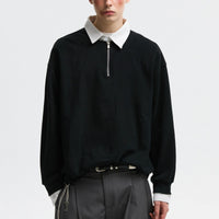 Fake Two-piece Polo Collar Sweatshirt Men Autumn College Style