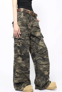 American Retro Washed Camouflage Cargo Pants For Men And Women