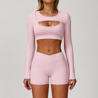 Color-blocked Yoga Set With A Beautiful Back, Sports Shockproof Fitness Clothing For Women