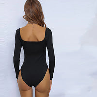 Simple Square Neck Jumpsuit New Autumn And Winter Comfortable Abdominal Wear Base Top