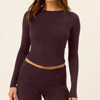 Long-sleeved Yoga Clothes And Small Round Neck Exercise