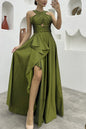 Sleeveless Solid Color Irregular Long Dress  Formal For Women