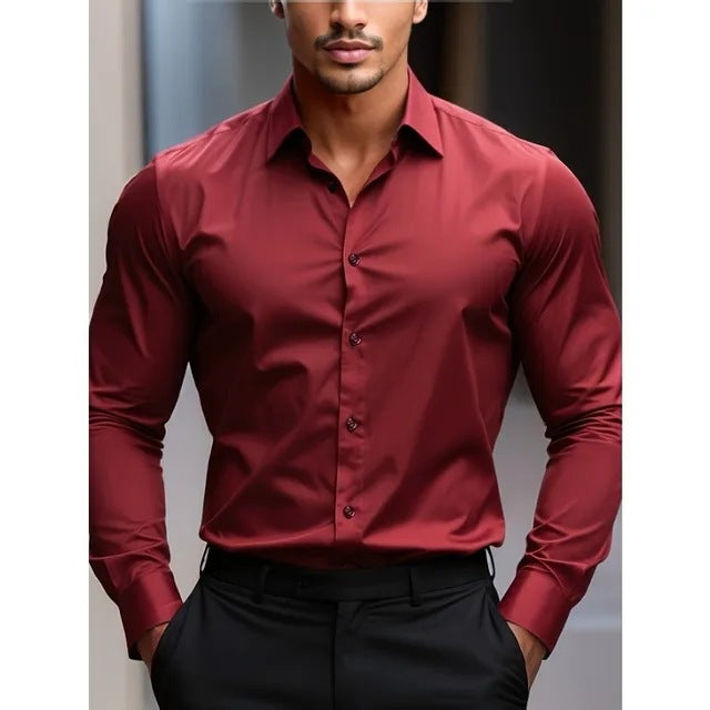 Bolubao Men Smart Casual Shirt Brand Fashion Solid Color