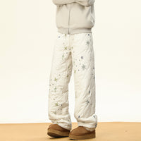 Men Winter Fleece-lined And Thickened Wide-leg Pants