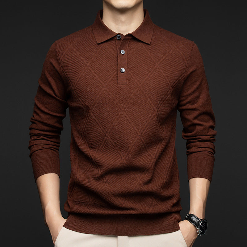 Lapel New Middle-aged People's Long Sleeve Business Casual Dad Wear Bottoming Sweater Men