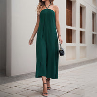Vacation Casual Solid Color Long Halter Jumpsuit